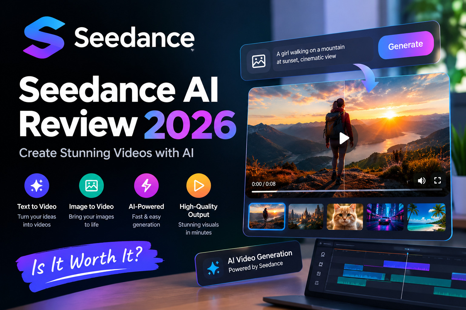 Seedance AI video generator interface and AI-generated video creation