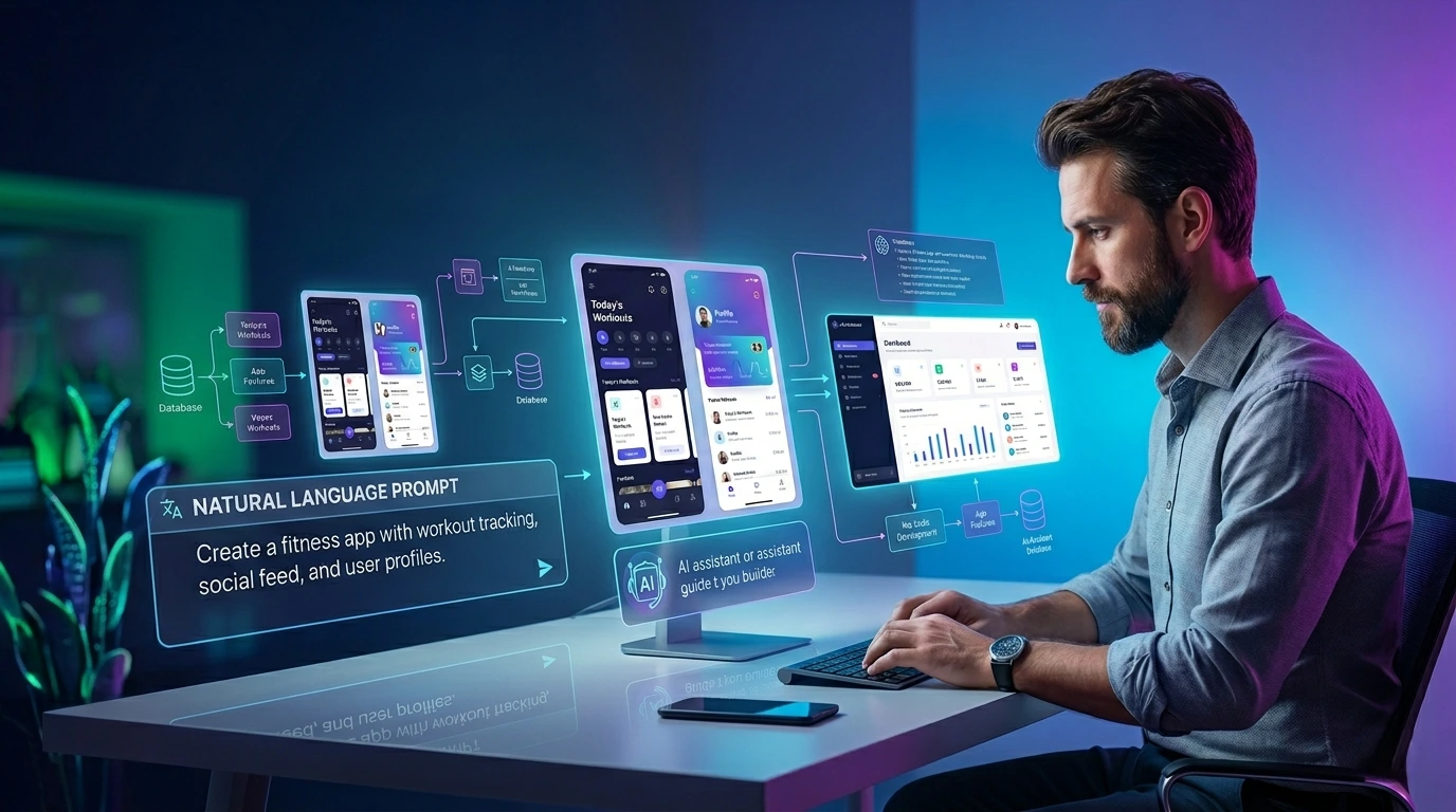 AI app builder creating apps without coding.