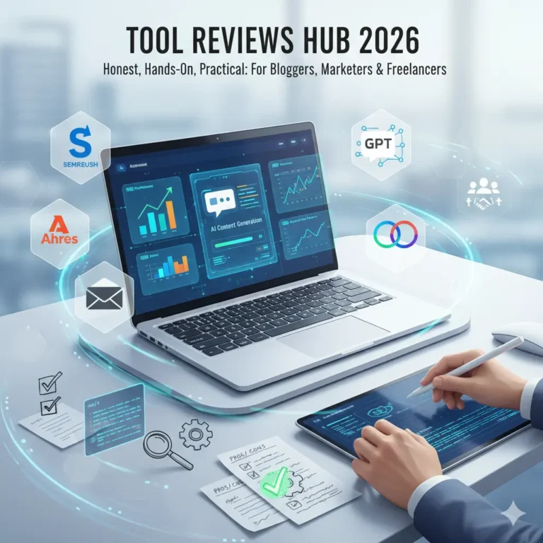 Tool Reviews 2026 workspace showing AI, SEO, and lead generation tools in action.